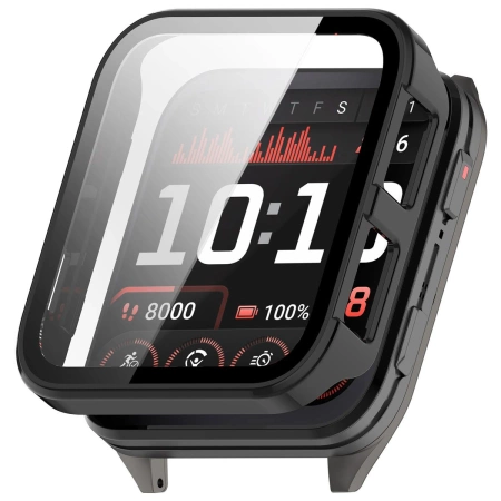 Etui ze szkłem do zegarka Bizon Case Watch Adamo do Garmin Venu X1, czarne