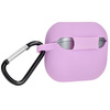 Silikonowe etui z karabińczykiem Bizon Case Headphone Silicone do Galaxy Buds 3/3 Pro, jasnofioletowe
