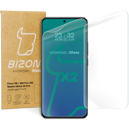 Folia hydrożelowa na ekran Bizon Glass Hydrogel Front Duo do  Xiaomi Poco X6 / Poco M6 Pro 4G / Redmi Note 13 5G / Redmi Note 13 Pro 4G/5G, 2 sztuki