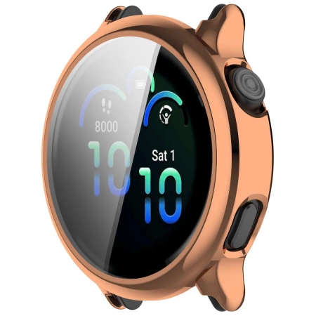 Etui z osłoną ekranu Bizon Case Watch Felipe do Garmin Vivoactive 6, różowozłote