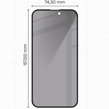 Prywatyzujące szkło hartowane Bizon Glass Edge Shadow do iPhone 15 Plus, przyciemniane z czarną ramką