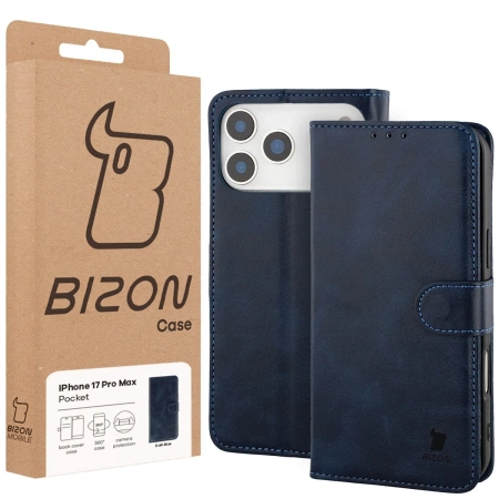 Etui z klapką Bizon Case Pocket do iPhone 17 Pro Max, granatowe