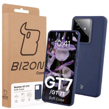 Silikonowe etui Bizon Soft Case do Realme GT 7 / 7T, ciemnoniebieskie