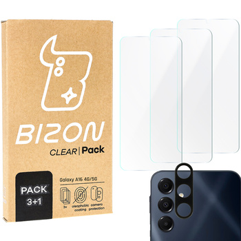 3x Szkło + szybka na aparat Bizon Clear 2 Pack do Galaxy A16 4G/5G