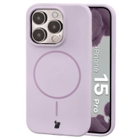 Silikonowe etui z pierścieniem magnetycznym Bizon Soft Case Magnetic do iPhone 15 Pro, jasnofioletowe
