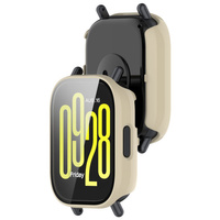 Etui ze szkłem do zegarka Bizon Case+Glass Watch do Xiaomi Redmi Watch 5 Active, beżowe