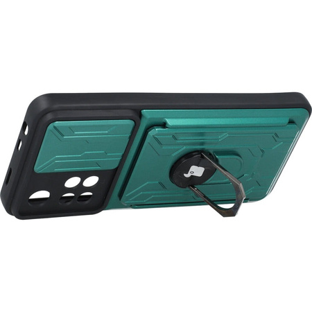 Etui Bizon Case Camshield Card Slot Ring do Xiaomi Redmi Note 11 Pro+ 5G, zielone