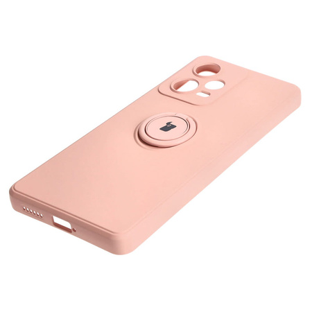 Etui Bizon Case Silicone Ring Sq do Xiaomi Redmi Note 12 Pro Plus 5G, jasnoróżowe