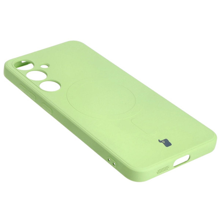 Etui Bizon Case Silicone Magnetic Sq do Galaxy S24 Plus, jasnozielone