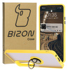 Etui z uchwytem na palec Bizon Case Hybrid Ring do Oppo A60 4G, przydymione z żółtą ramką