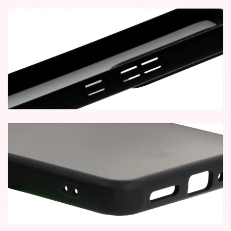 Etui Bizon Case Angelo do Realme GT 7 / 7T, półprzezroczyste z czarną ramką