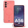Silikonowe etui z pierścieniem magnetycznym Bizon Case Silicone Magnetic Sq do Galaxy A56 5G, brudnoróżowe