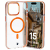 Etui z pierścieniem magnetycznym Bizon Case Marco do iPhone 15 Pro Max, przezroczyste z pomarańczową ramką