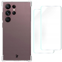 Etui + 2x folia + obiektyw Bizon Case Clear Pack do Samsung Galaxy S23 Ultra, przezroczyste