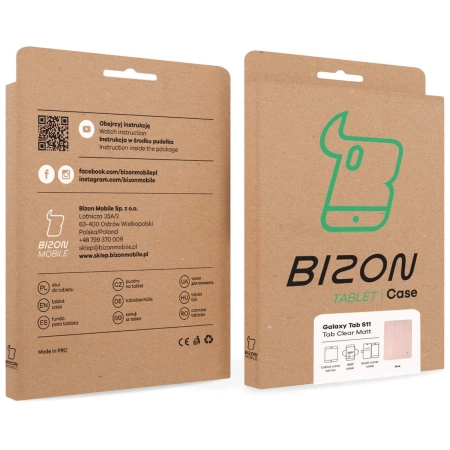 Etui z klapką Bizon Case Tab Clear Matt do Galaxy Tab S11, różowe