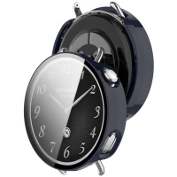 Etui ze szkłem do zegarka Bizon Case Watch Adamo do Xiaomi Watch S4 41 mm, niebiekie