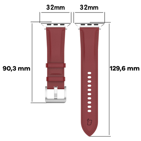 Skórzany pasek Bizon Strap Watch Casual do Apple Watch 38/40/41/42 mm, czerwony