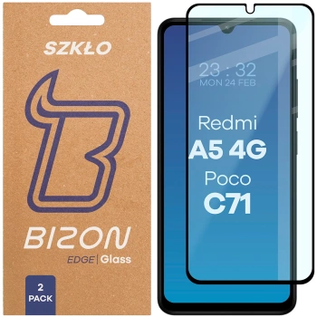 Szkło hartowane Bizon Glass Edge Duo do Xiaomi Redmi A5 4G / POCO C71 4G, czarna ramka, 2 sztuki