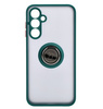 Etui z uchwytem na palec Bizon Case Hybrid Ring do Galaxy A25 5G, przydymione z ciemnozieloną ramką