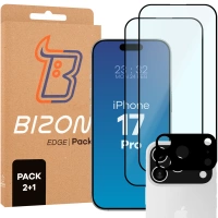 2x Szkło + szybka na aparat Bizon Edge Pack do iPhone 17 Pro