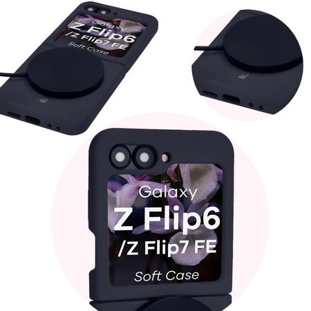 Silikonowe etui Bizon Soft Case do Galaxy Z Flip6, ciemnoniebieskie