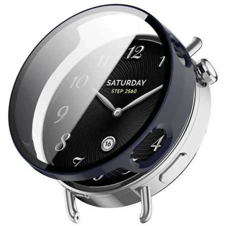 Etui ze szkłem do zegarka Bizon Case+Glass Watch do Xiaomi Watch S4 41 mm, niebiekie