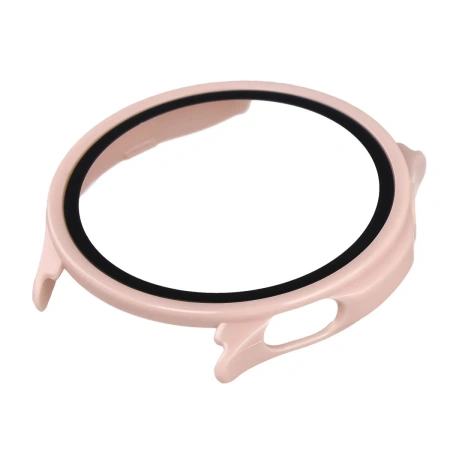 Etui ze szkłem do zegarka Bizon Case Watch Adamo do OnePlus Watch Lite 45 mm / Oppo Watch S 45 mm, różowe