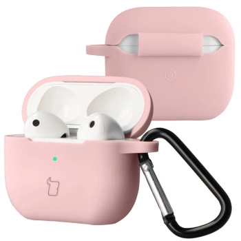 Silikonowe etui z karabińczykiem Bizon Case Headphone Silicone do AirPods 3, jasnoróżowe