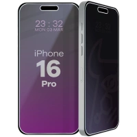 Prywatyzujące szkło hybrydowe Bizon Glass Mule Shadow do iPhone 16 Pro, matowe