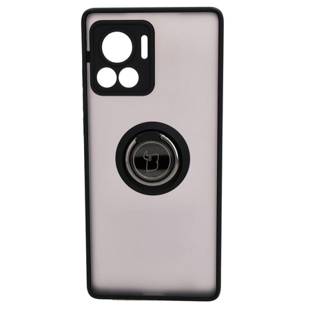 Etui z uchwytem na palec Bizon Case Hybrid Ring do Motorola Edge 30 Ultra, przydymione z czarną ramką