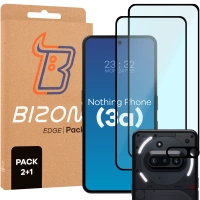 2x Szkło hartowane z ramką + szybka na aparat Bizon Edge 2 Pack do Xiaomi Redmi 14C 4G