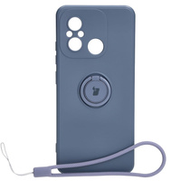 Etui Bizon Case Silicone Ring Sq do Xiaomi Redmi 12C, szare