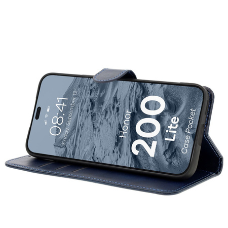 Etui z klapką Bizon Case Pocket do Honor 200 Lite, granatowe
