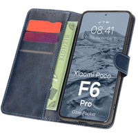 Etui z klapką Bizon Case Pocket do Xiaomi Poco F6 Pro, granatowe