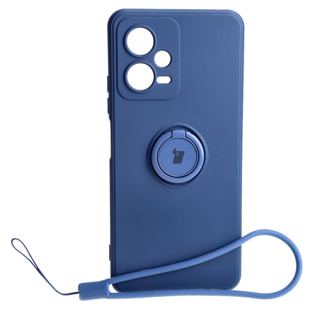 Etui Bizon Case Silicone Ring Sq do Xiaomi Redmi Note 12 5G/Poco X5, granatowe
