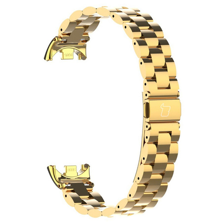 Pasek ze stali nierdzewnej Bizon Strap Watch Aura do Xiaomi Smart Band 10 / 9 / 9 NFC / 8, złoty
