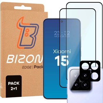 2x Szkło + szybka na aparat Bizon Edge 2 Pack do Xiaomi 15