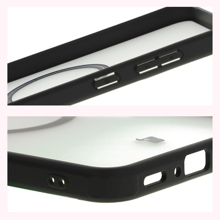 Etui z pierścieniem magnetycznym Bizon Case MatteO do Galaxy A36 5G, półprzezroczyste z czarną ramką