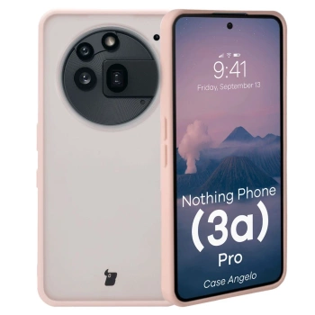 Etui Bizon Case Angelo do Nothing Phone (3a) Pro, półprzezroczyste z różową ramką