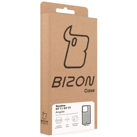 Etui Bizon Case Angelo do Realme GT 7 / 7T, półprzezroczyste z czarną ramką