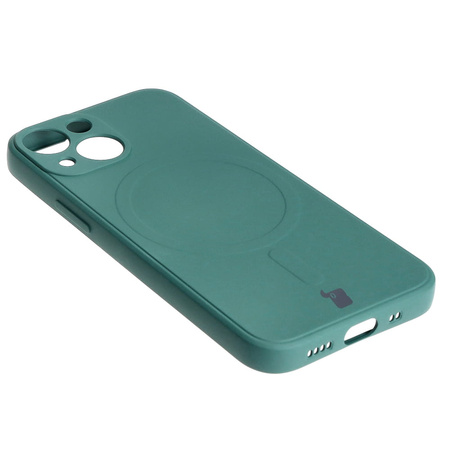 Etui Bizon Case Silicone Magnetic Sq do iPhone 13 Mini, ciemnozielone