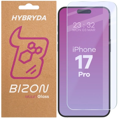 Elastyczne szkło hybrydowe Bizon Glass Mule do iPhone 17 Pro