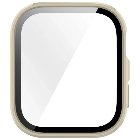 Etui ze szkłem do zegarka Bizon Case Watch Adamo do Huawei Watch Fit 4, beżowe