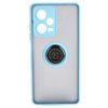 Etui z uchwytem na palec Bizon Case Hybrid Ring do Xiaomi Redmi Note 12 Pro 5G, przydymione z jasnoniebieską ramką