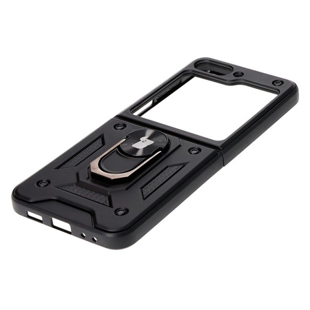 Etui Bizon Case Shield Ring do Galaxy Z Flip5, czarne