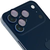 Szkło na aparat z aplikatorem Bizon Glass Snap Lens do iPhone 17 Pro / 17 Pro Max, 1 zestaw, granatowa ramka