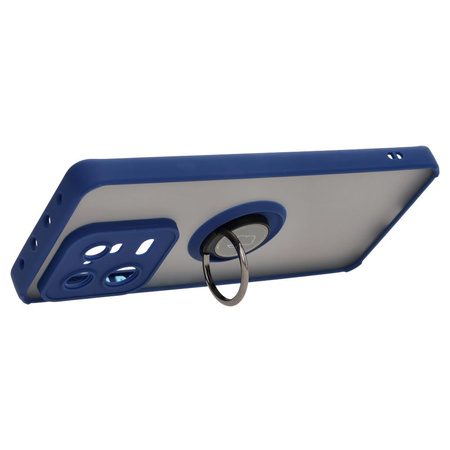 Etui z uchwytem na palec Bizon Case Hybrid Ring do Xiaomi 13 Pro, przydymione z granatową ramką