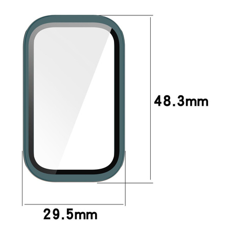 Etui ze szkłem do zegarka Bizon Case Watch Adamo do Xiaomi Mi Smart Band 9 Active / Redmi Band 3, zielone