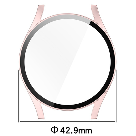 Etui ze szkłem do zegarka Bizon Case+Glass Watch do Galaxy Watch 7 40 mm, satynowo różowe