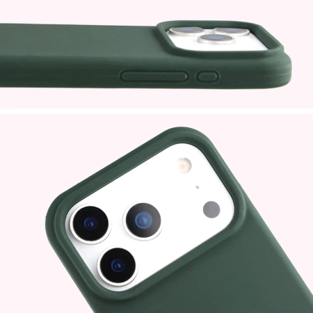 Silikonowe etui Bizon Soft Case do iPhone 17 Pro, ciemnozielone